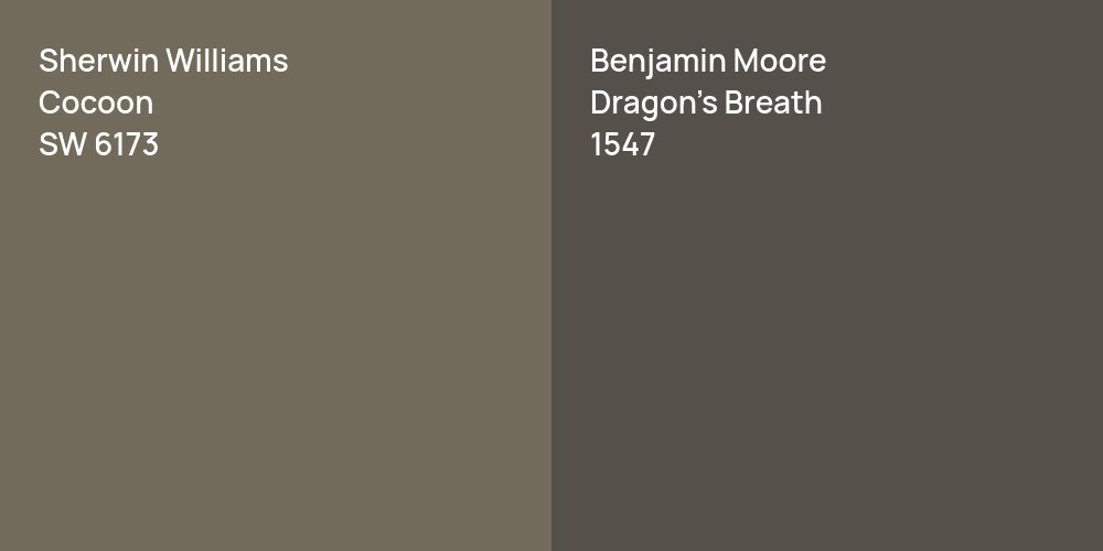 Sherwin Williams Cocoon vs. Benjamin Moore Dragon's Breath