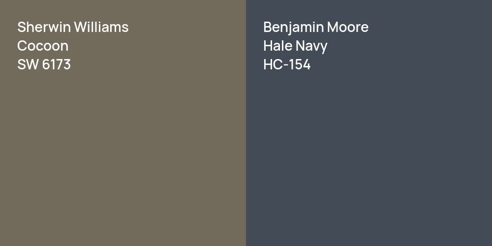 Sherwin Williams Cocoon vs. Benjamin Moore Hale Navy