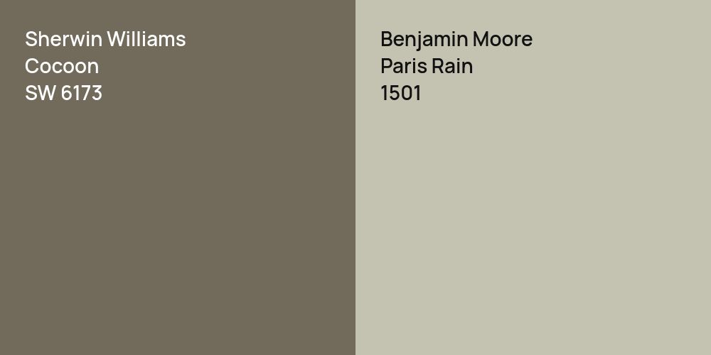 Sherwin Williams Cocoon vs. Benjamin Moore Paris Rain