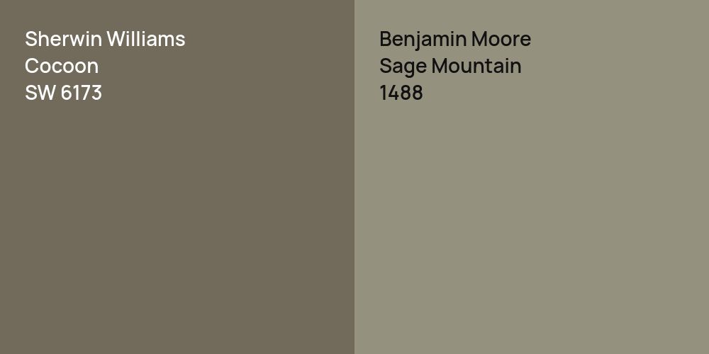 Sherwin Williams Cocoon vs. Benjamin Moore Sage Mountain