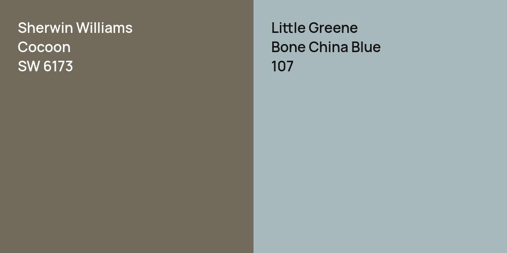 Sherwin Williams Cocoon vs. Little Greene Bone China Blue