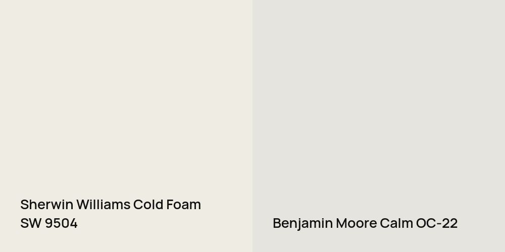 Sherwin Williams Cold Foam vs. Benjamin Moore Calm