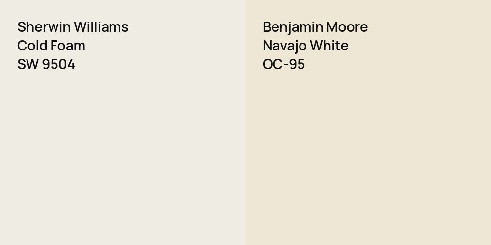 Sherwin Williams Cold Foam vs. Benjamin Moore Navajo White