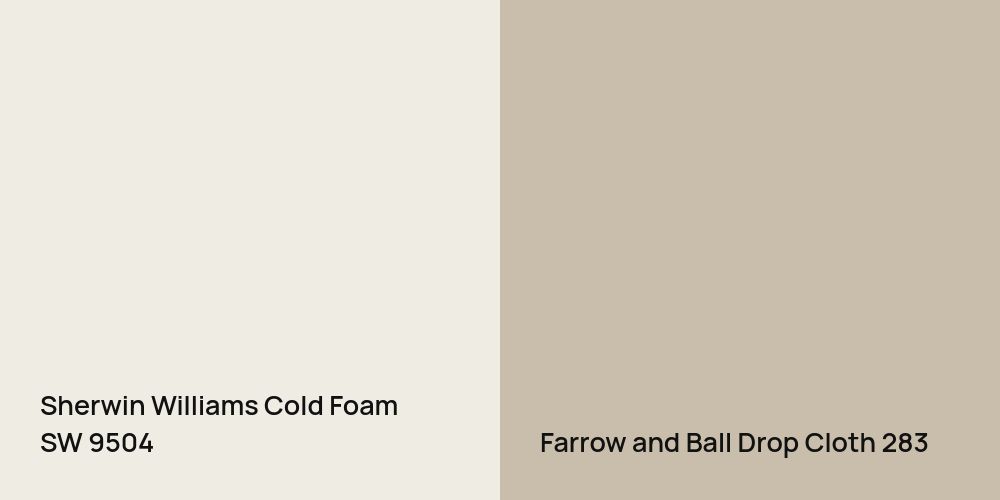 Sherwin Williams Cold Foam vs. Farrow and Ball Drop Cloth