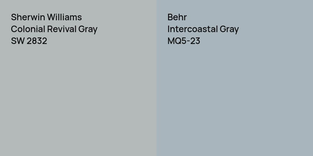 Sherwin Williams Colonial Revival Gray vs. Behr Intercoastal Gray