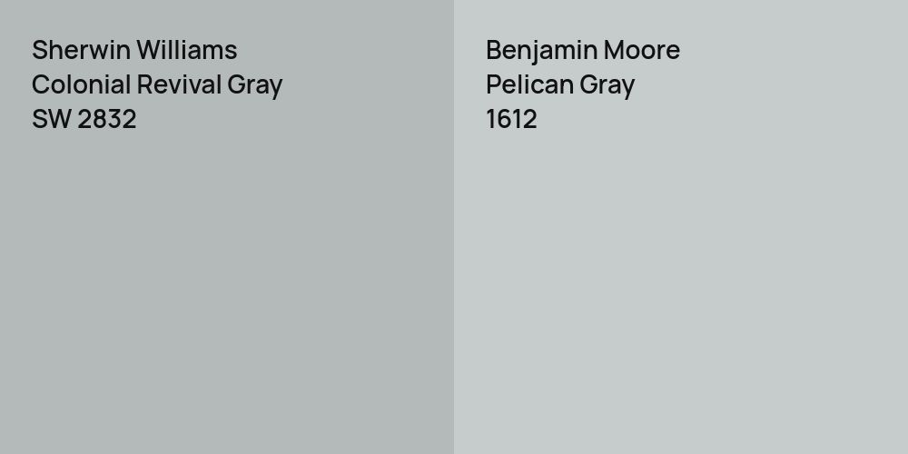 Sherwin Williams Colonial Revival Gray vs. Benjamin Moore Pelican Gray