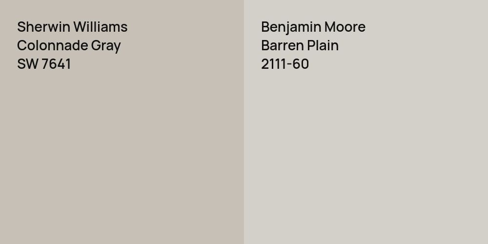 Sherwin Williams Colonnade Gray vs. Benjamin Moore Barren Plain