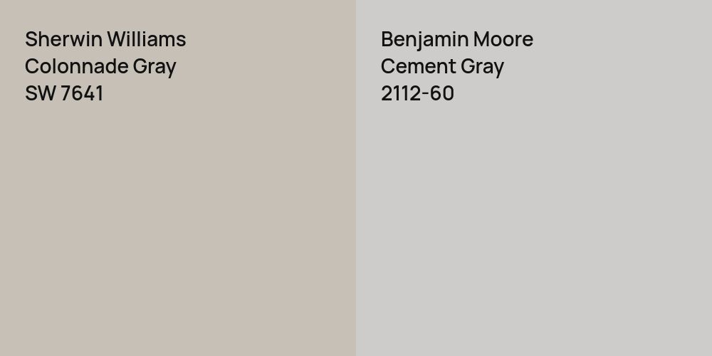 Sherwin Williams Colonnade Gray vs. Benjamin Moore Cement Gray