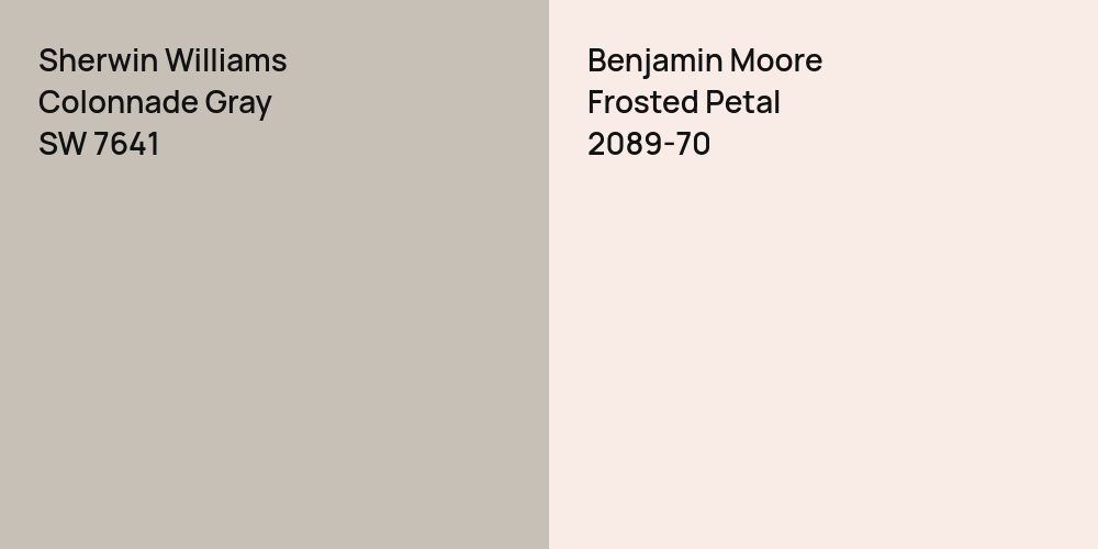 Sherwin Williams Colonnade Gray vs. Benjamin Moore Frosted Petal