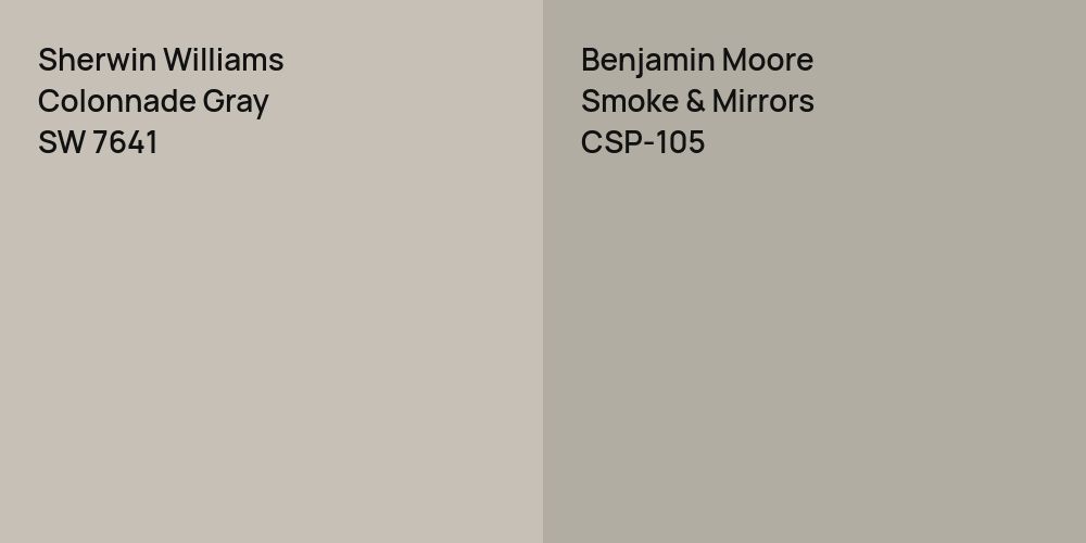 Sherwin Williams Colonnade Gray vs. Benjamin Moore Smoke & Mirrors