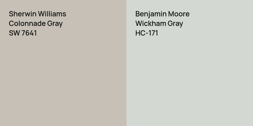 Sherwin Williams Colonnade Gray vs. Benjamin Moore Wickham Gray