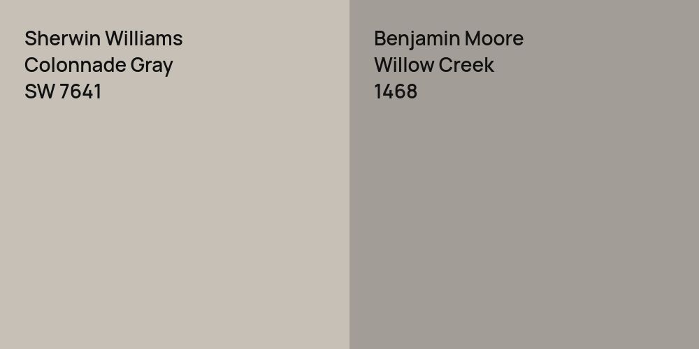 Sherwin Williams Colonnade Gray vs. Benjamin Moore Willow Creek