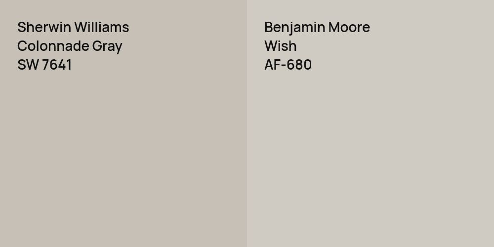 Sherwin Williams Colonnade Gray vs. Benjamin Moore Wish