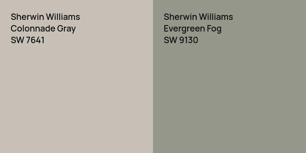 Sherwin Williams Colonnade Gray vs. Sherwin Williams Evergreen Fog