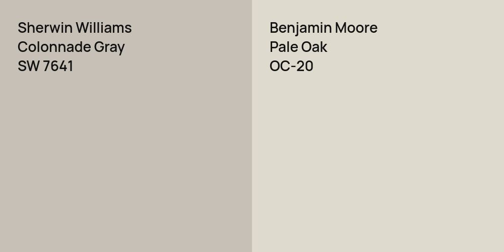 Sherwin Williams Colonnade Gray vs. Benjamin Moore Pale Oak