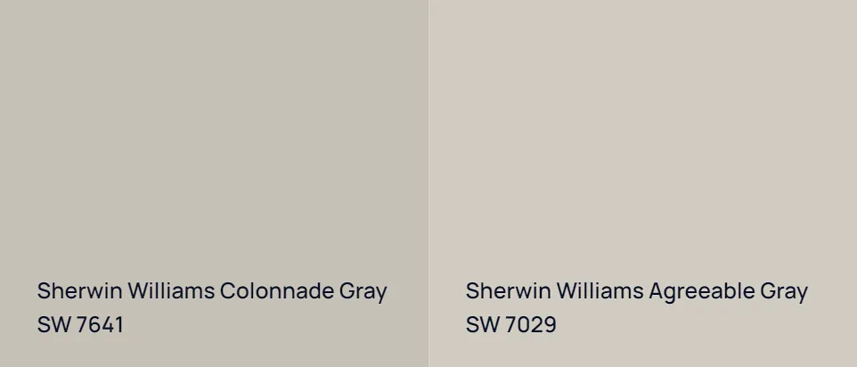 Sherwin Williams Colonnade Gray SW 7641 vs Sherwin Williams Agreeable Gray SW 7029