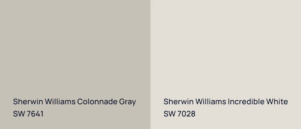 Sherwin Williams Colonnade Gray SW 7641 vs Sherwin Williams Incredible White SW 7028