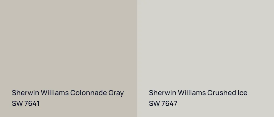 Sherwin Williams Colonnade Gray SW 7641 vs Sherwin Williams Crushed Ice SW 7647