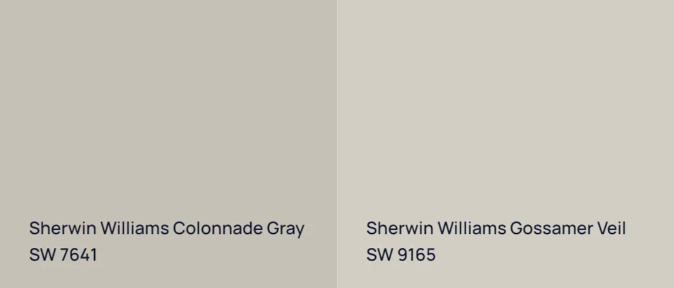 Sherwin Williams Colonnade Gray SW 7641 vs Sherwin Williams Gossamer Veil SW 9165