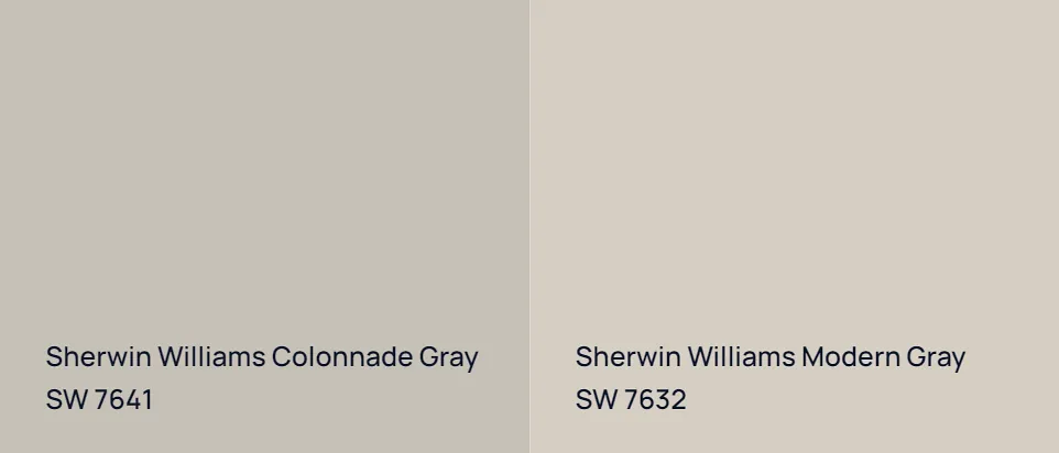 Sherwin Williams Colonnade Gray SW 7641 vs Sherwin Williams Modern Gray SW 7632
