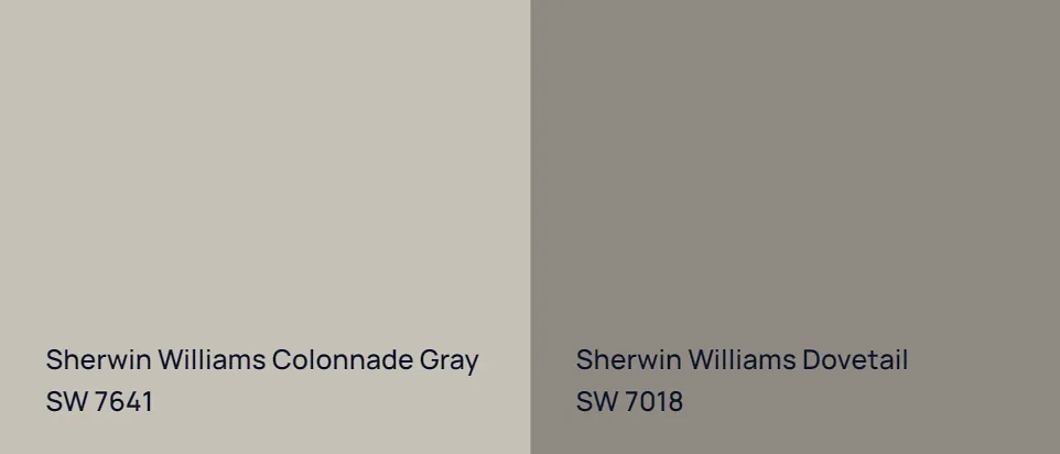 Sherwin Williams Colonnade Gray SW 7641 vs Sherwin Williams Dovetail SW 7018