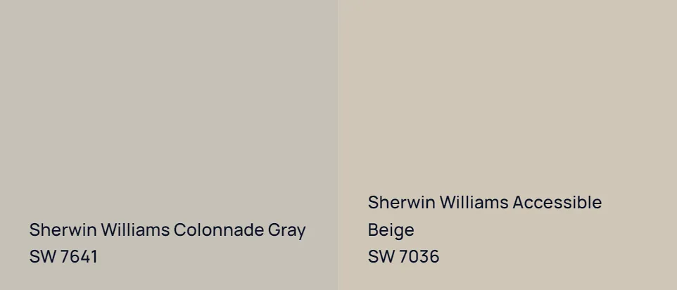 Sherwin Williams Colonnade Gray SW 7641 vs Sherwin Williams Accessible Beige SW 7036