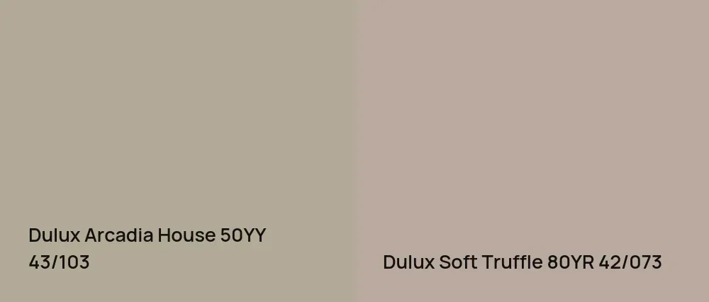 Dulux Arcadia House 50YY 43/103 vs Dulux Soft Truffle 80YR 42/073