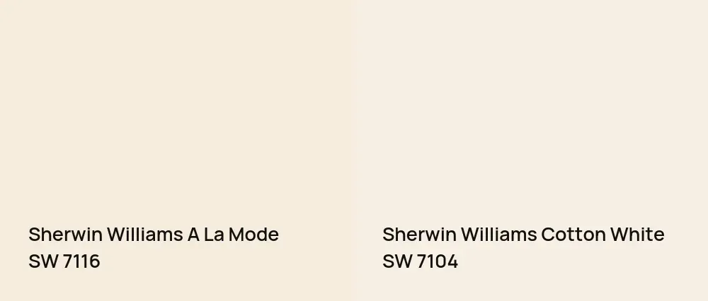 Sherwin Williams A La Mode SW 7116 vs Sherwin Williams Cotton White SW 7104