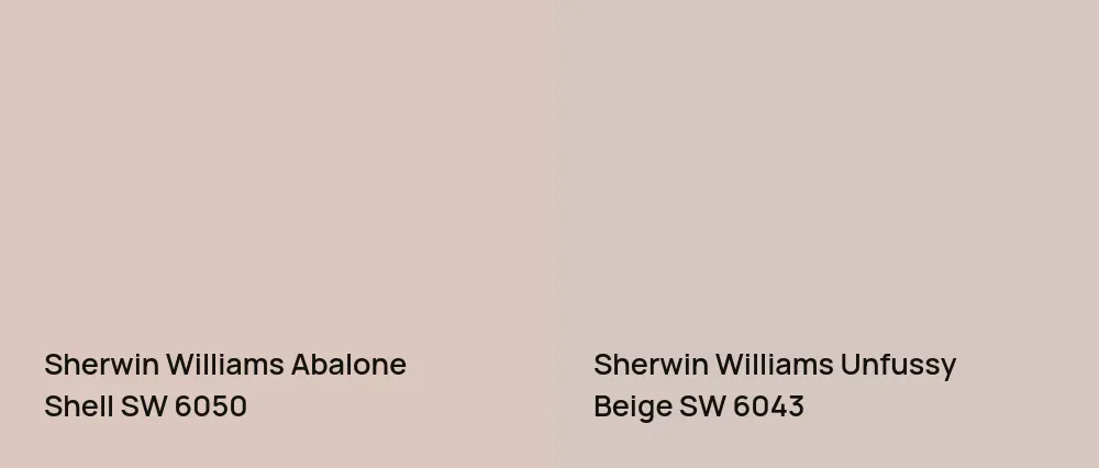 Sherwin Williams Abalone Shell SW 6050 vs Sherwin Williams Unfussy Beige SW 6043