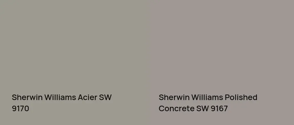 Sherwin Williams Acier SW 9170 vs Sherwin Williams Polished Concrete SW 9167