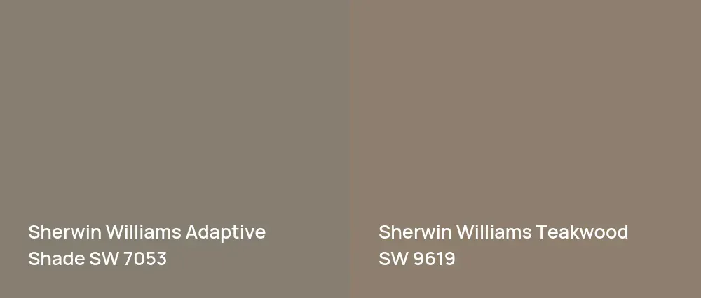 Sherwin Williams Adaptive Shade SW 7053 vs Sherwin Williams Teakwood SW 9619