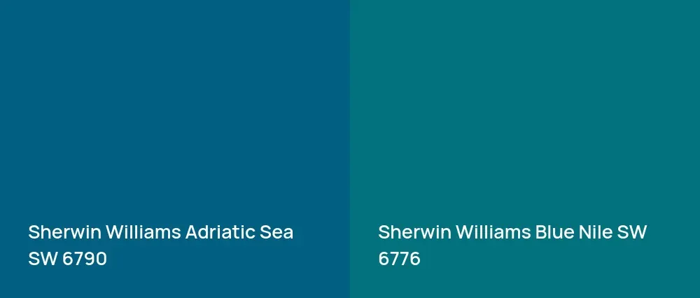 Sherwin Williams Adriatic Sea SW 6790 vs Sherwin Williams Blue Nile SW 6776