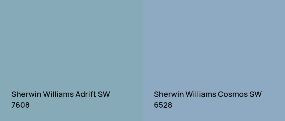 Sherwin Williams Adrift SW 7608 vs Sherwin Williams Cosmos SW 6528