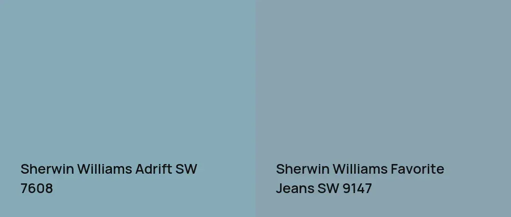 Sherwin Williams Adrift SW 7608 vs Sherwin Williams Favorite Jeans SW 9147