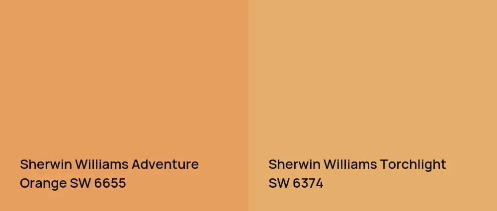 Sherwin Williams Adventure Orange SW 6655 vs Sherwin Williams Torchlight SW 6374