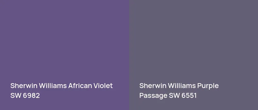 Sherwin Williams African Violet SW 6982 vs Sherwin Williams Purple Passage SW 6551
