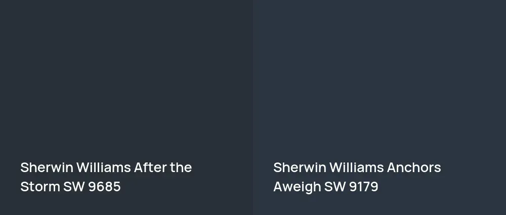 Sherwin Williams After the Storm SW 9685 vs Sherwin Williams Anchors Aweigh SW 9179