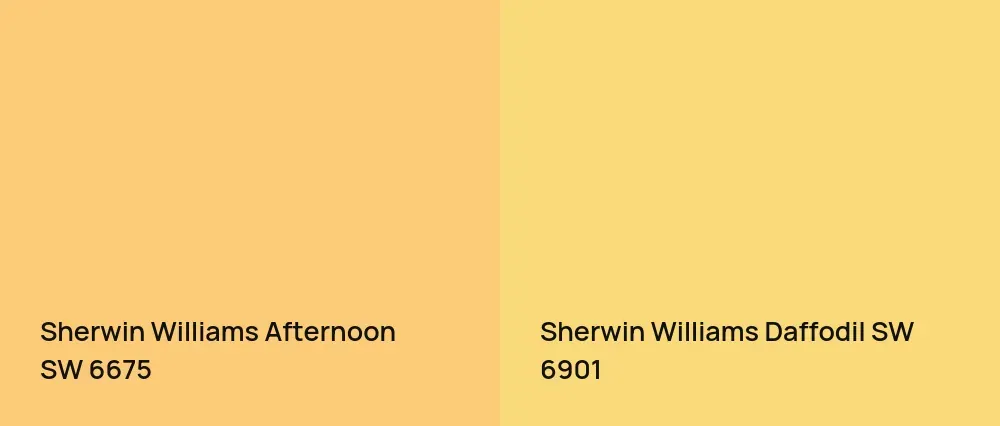 Sherwin Williams Afternoon SW 6675 vs Sherwin Williams Daffodil SW 6901