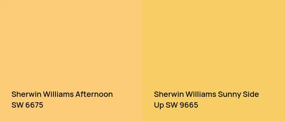 Sherwin Williams Afternoon SW 6675 vs Sherwin Williams Sunny Side Up SW 9665