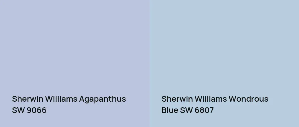 Sherwin Williams Agapanthus SW 9066 vs Sherwin Williams Wondrous Blue SW 6807
