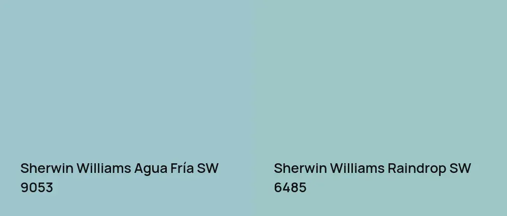 Sherwin Williams Agua Fría SW 9053 vs Sherwin Williams Raindrop SW 6485