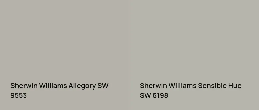 Sherwin Williams Allegory SW 9553 vs Sherwin Williams Sensible Hue SW 6198