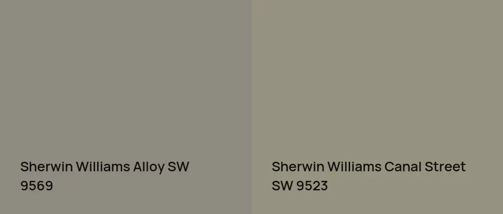Sherwin Williams Alloy SW 9569 vs Sherwin Williams Canal Street SW 9523