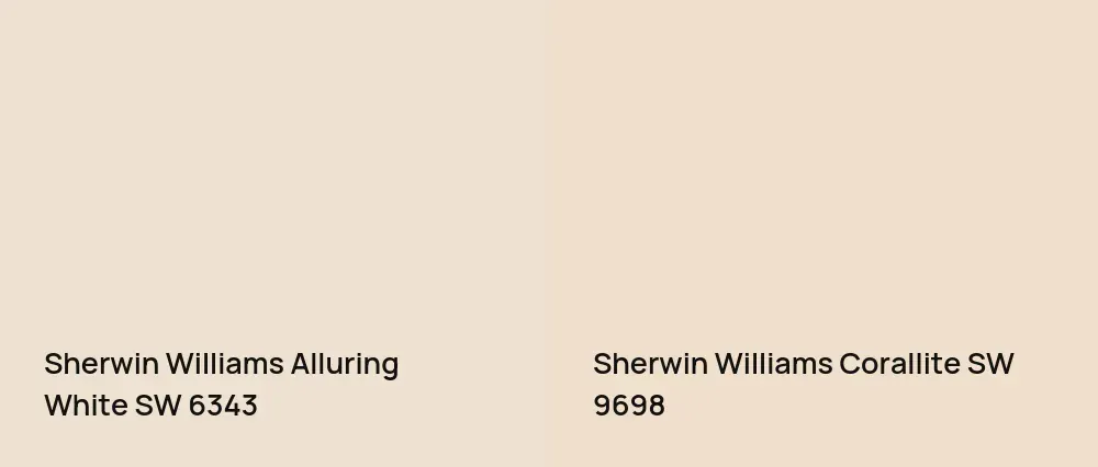 Sherwin Williams Alluring White SW 6343 vs Sherwin Williams Corallite SW 9698