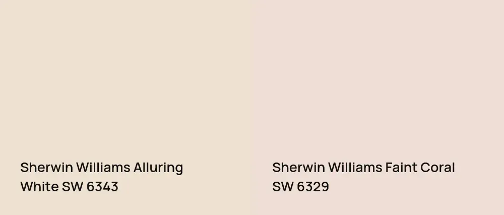 Sherwin Williams Alluring White SW 6343 vs Sherwin Williams Faint Coral SW 6329