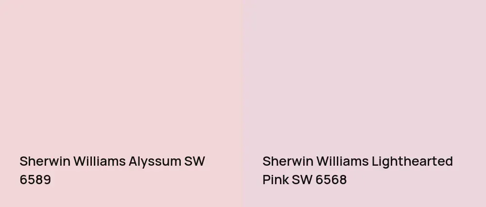 Sherwin Williams Alyssum SW 6589 vs Sherwin Williams Lighthearted Pink SW 6568
