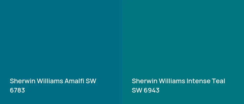 Sherwin Williams Amalfi SW 6783 vs Sherwin Williams Intense Teal SW 6943