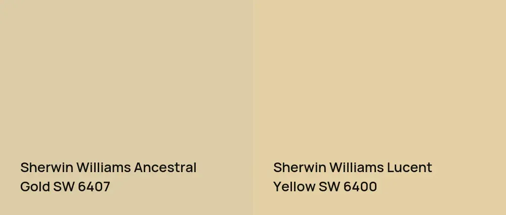 Sherwin Williams Ancestral Gold SW 6407 vs Sherwin Williams Lucent Yellow SW 6400