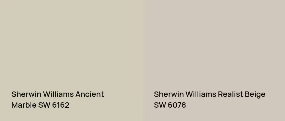 Sherwin Williams Ancient Marble SW 6162 vs Sherwin Williams Realist Beige SW 6078