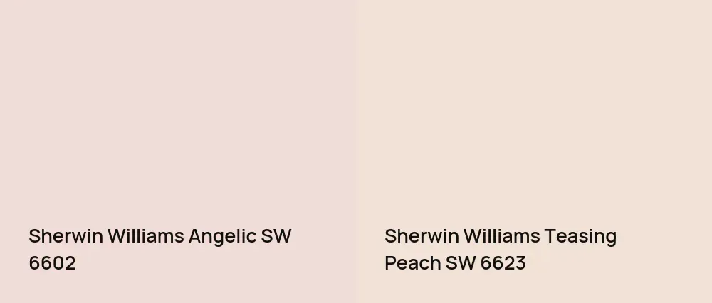 Sherwin Williams Angelic SW 6602 vs Sherwin Williams Teasing Peach SW 6623